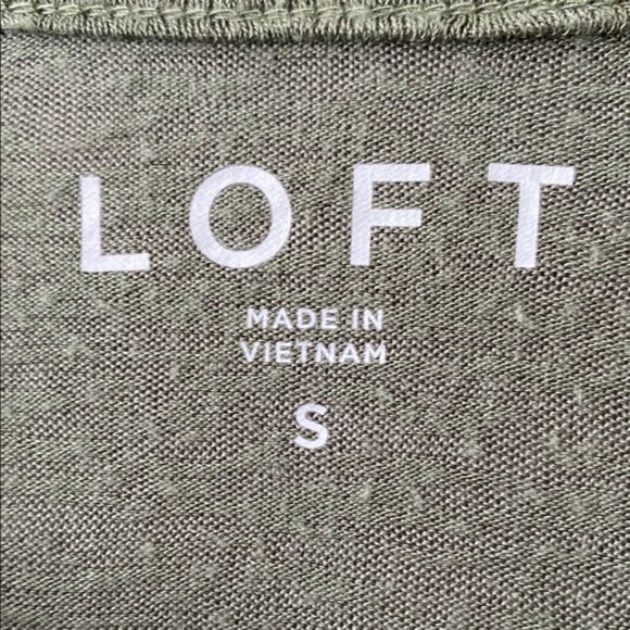 LOFT Sage Green Ruffle Sleeve Long Sleeve Blouse - Picture 3 of 10